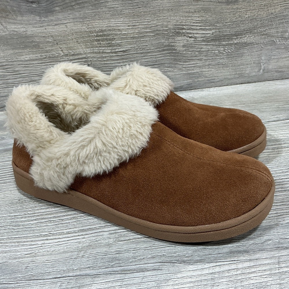 Clarks Women's Size 9 M JMH2034 Ankle Bootie Slipper Chestnut Tan Suede